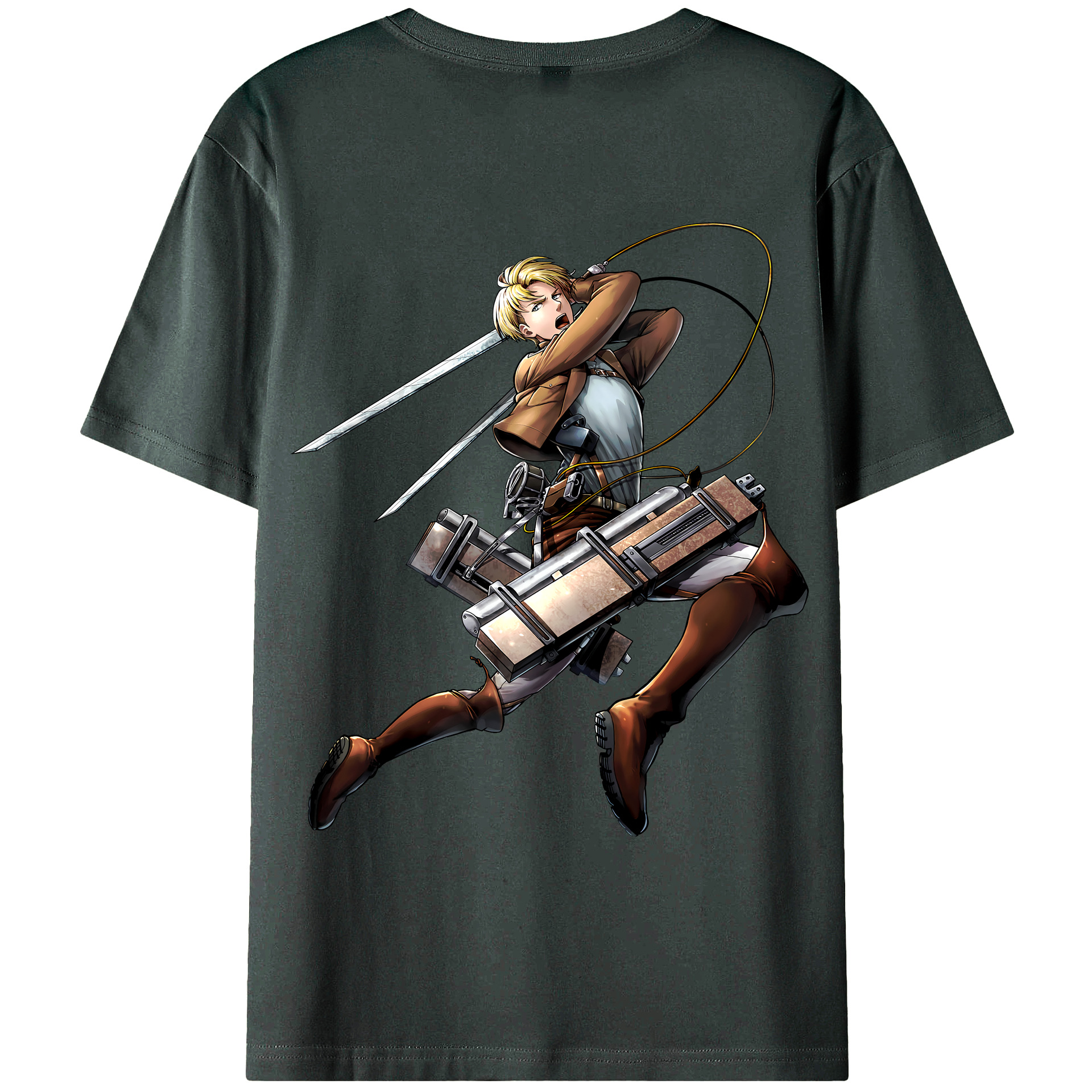 （画像用） 進撃の巨人 Attack on Titan 綿100％ メンズ半袖Tシャツ（バックプリント） 通気性
